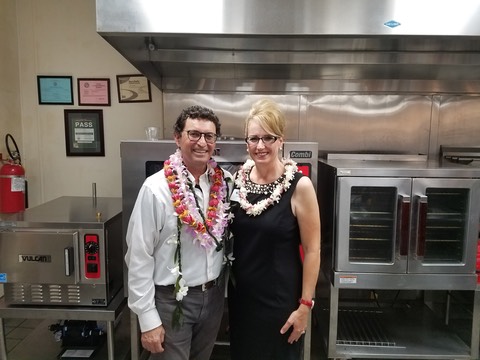 Chris Speere of UH Maui and Jami Burks of The Makana Aloha Foundation at the blessing of the Research and Test Kitchen